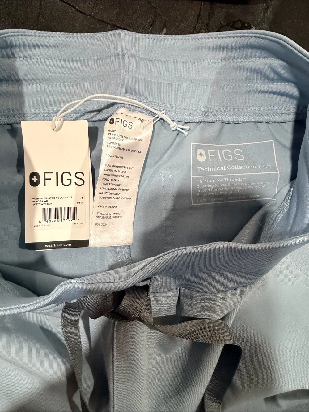 Figs high waist yola scrub pants- dusty blue classic Size